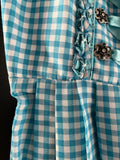 Damen Trachten Dirndl ärmellos hellblau weiß kariert ca. Gr. 32 v. Country Life