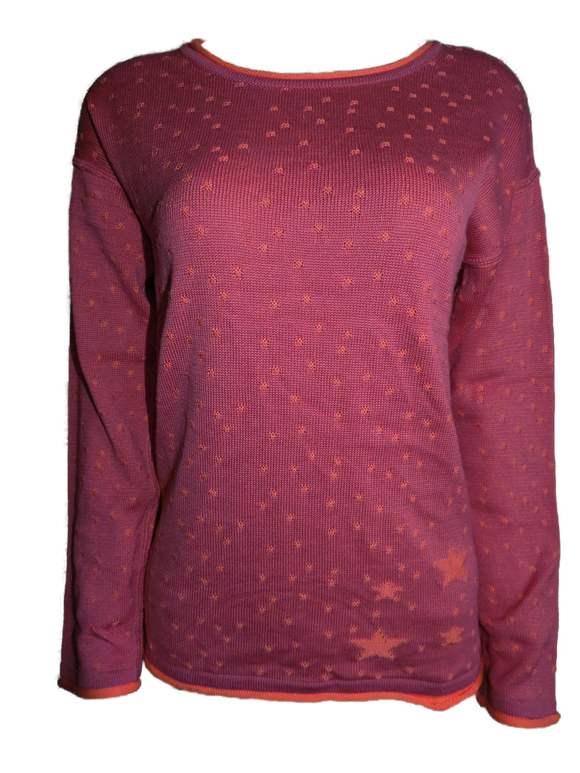 Capuccino Damen Pullover Pink mit Muster Gr. 38