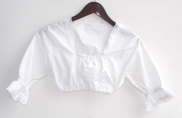 Damen Trachten Dirndl Bluse weiß m. Lochspitze Gr. 36