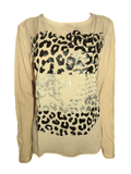 Capuccino Damen Shirt Langarm Leomuster Gelb Beige Rosa Gr. 34 38 42 48