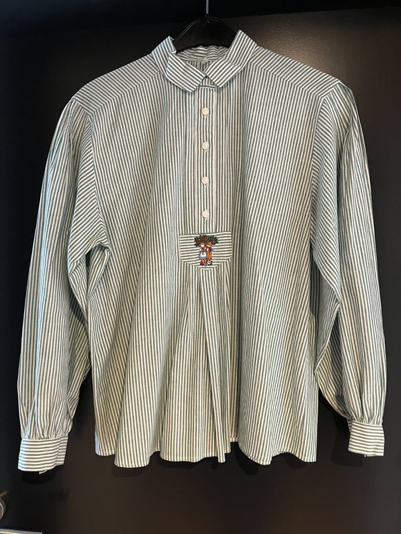 Damen Trachten Bluse/Hemd Grün-Weiß gestreift ca. Gr. 44