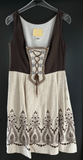 Damen Trachten Dirndl ärmellos Braun, Beige ca. Gr. 40 v. Esbi