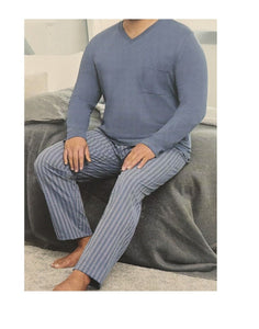 Herren Schlafanzug Plus Size 2-Teilig Langarm Gr. 2XL 3XL 4XL