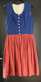 Damen Trachten Dirndl ärmellos Blau, Rot gemustert ca. Gr. 38