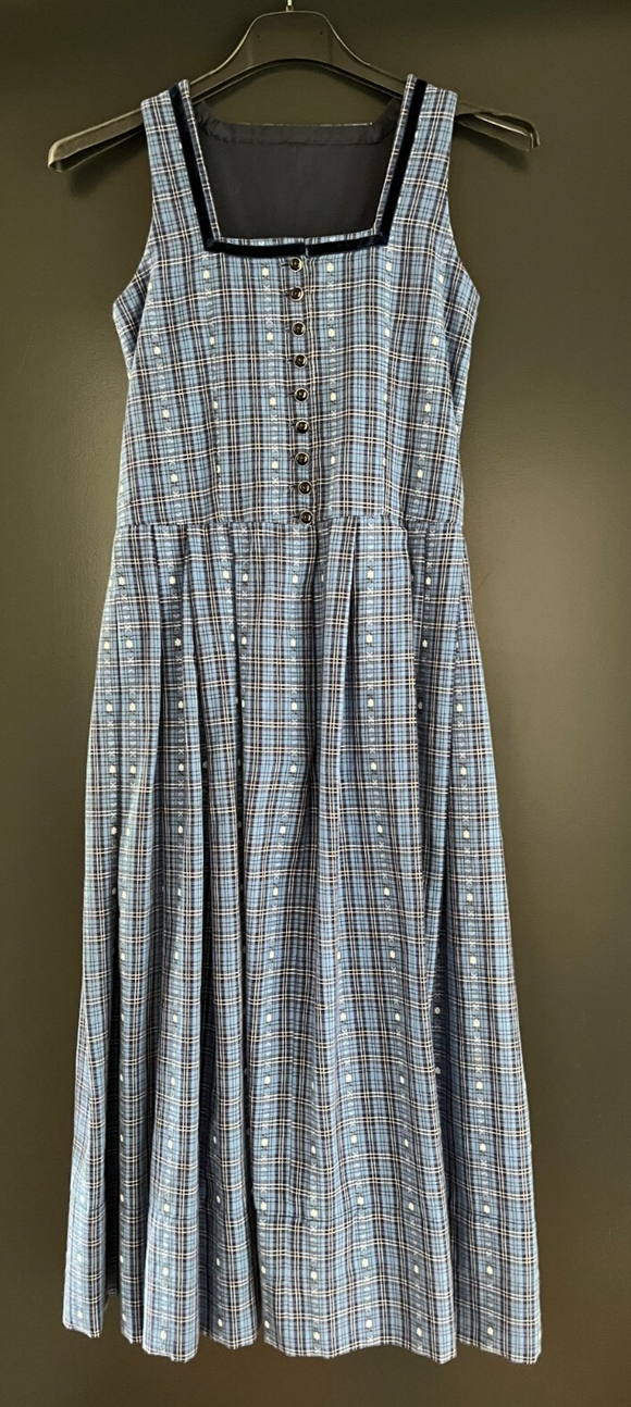 Kinder Trachten Dirndl ärmellos blau gemustert Gr. ca. 140