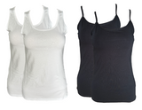 Damen Top Unterhemd 2er Pack Ärmellos Weiß Schwarz Baumwolle Gr. S M L XL
