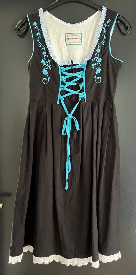 Damen Trachten Dirndl ärmellos Schwarz mit Stickerei ca. Gr. 36 v. Trachtenpoint