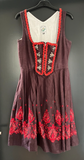 Damen Trachten Dirndl ärmellos Lila mit Roter Stickerei ca. Gr. 36 v. Steindl