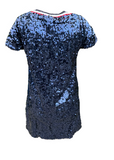 Guido Maria Kretschmer Damen Pailletten Kleid Kurzarm Blau Gr. 34, 36