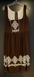 Damen Trachten Dirndl ärmellos Braun mit Stickerei ca. Gr. 40