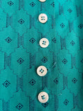 Damen Trachten Dirndl 3/4-Arm grün, blau gemustert ca. Gr. 42