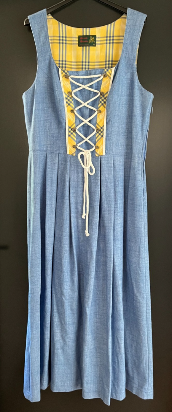 Damen Trachten Dirndl ärmellos blau gemustert ca. Gr. 40 v. Schloß Staufen