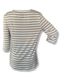 Joy Damen Shirt CARINA 3/4-Arm Sand Streifen Sportshirt