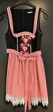 Damen Trachten Dirndl ärmellos Schwarz, rot-Weiß karierte Schürze Gr. 40 v. C&A