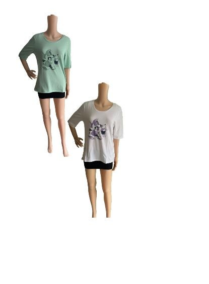 JOY Damen T-Shirt MELANIE 36937 Kurzarm weiss frozen Gr. 36 38 40 42 44 46 48