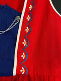 Kinder Trachten Dirndl ärmellos Rot, Blau mit Stickerei ca. Gr. 152