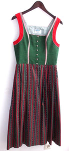 Damen Trachten Dirndl ärmellos Oberteil grün, Rock gestreift Gr. 38 v. Isola
