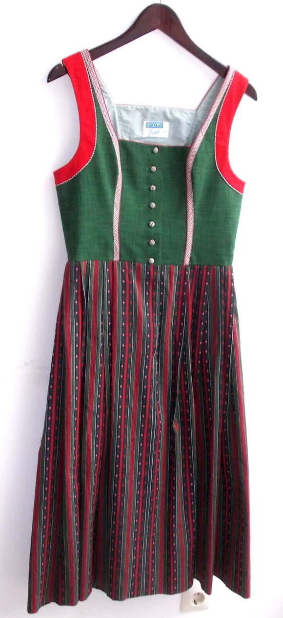 Damen Trachten Dirndl ärmellos Oberteil grün, Rock gestreift Gr. 38 v. Isola