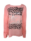 Capuccino Damen Shirt Langarm Leomuster Gelb Beige Rosa Gr. 34 38 42 48