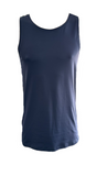 Herren Muskelshirt Unterhemd Mikrofaser Ärmellos Weiß, Navy Gr. M