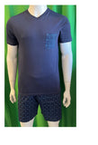 Herren Shorty Pyjama Grau, Navy, Blau Gr. M