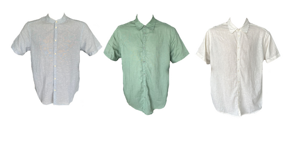 Herren Leinenhemd Kurzarm Blau, Grün, Natur Gr. M, L, XL, 2XL, 3XL, 5XL