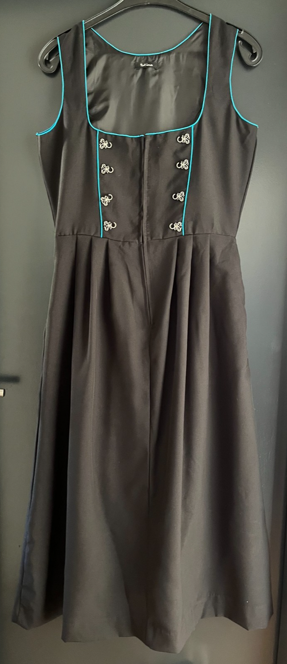 Damen Trachten Dirndl ärmellos schwarz, hellblau Gr. 40/42 v. Port Louis