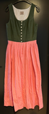 Damen Trachten Dirndl ärmellos Grün, Rosa gemustert ca. Gr. 38 v. Turi