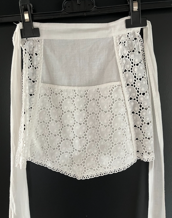 Kinder Trachten Dirndl Schürze mit Tasche weiß Länge ca. 27 cm