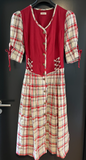 Damen Trachten Dirndl kurzarm Rot, Weiß gemustert Gr. 42 v. C&A