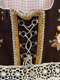 Damen Trachten Dirndl ärmellos Braun mit Stickerei ca. Gr. 42