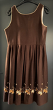Damen Trachten Dirndl ärmellos braun mit Stickerei ca. Gr. 46