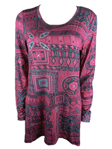 Capuccino Damen Shirt Langarm Pink Gemustert Gr. 38