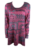 Capuccino Damen Shirt Langarm Pink Gemustert Gr. 38