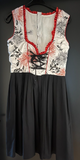 Damen Trachten Dirndl ärmellos Weiß Schwarz gemustert ca. Gr. 42
