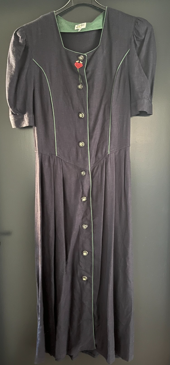 Damen Trachten Dirndl kurzarm Blau, Grün ca. Gr. 36 v. Distler