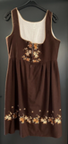 Damen Trachten Dirndl ärmellos braun mit Stickerei ca. Gr. 46