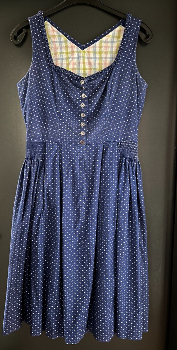 Damen Trachten Dirndl ärmellos blau weiß gemustert ca. Gr. 40
