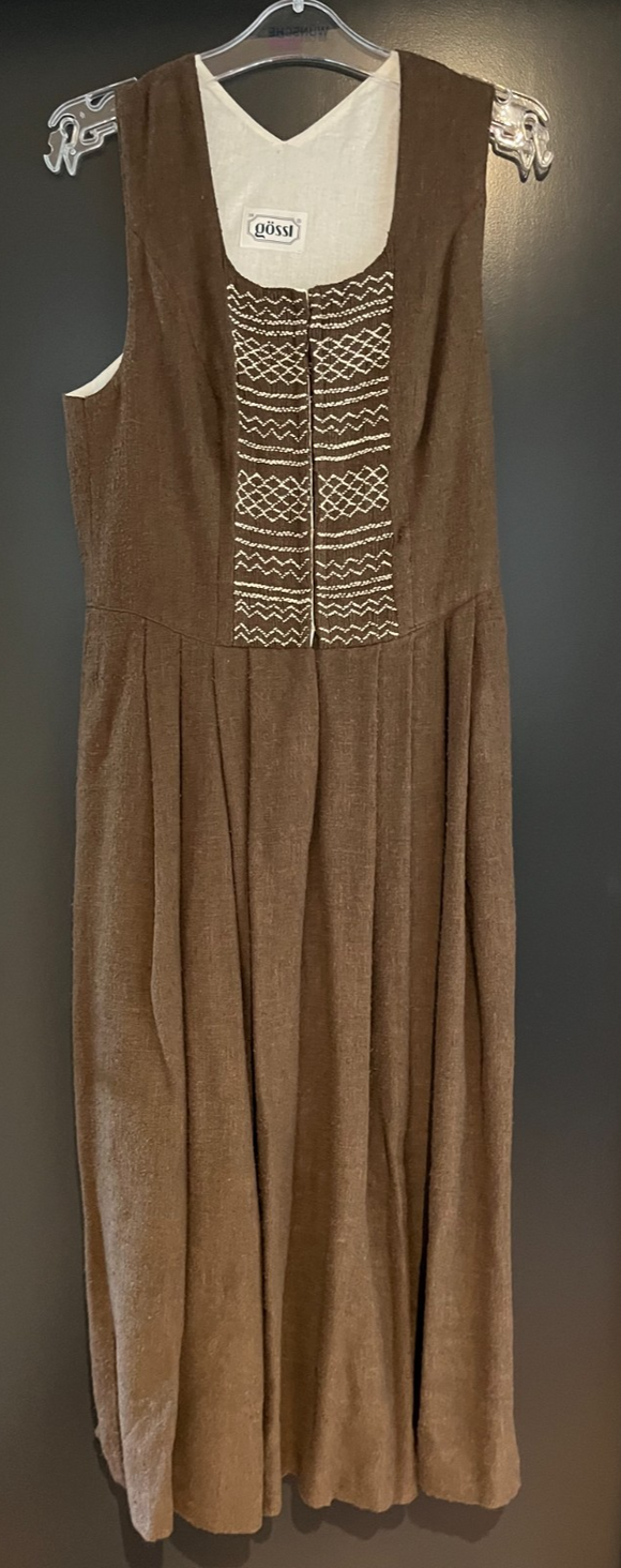 Damen Trachten Dirndl ärmellos Braun ca. Gr. 38 v. Gössl