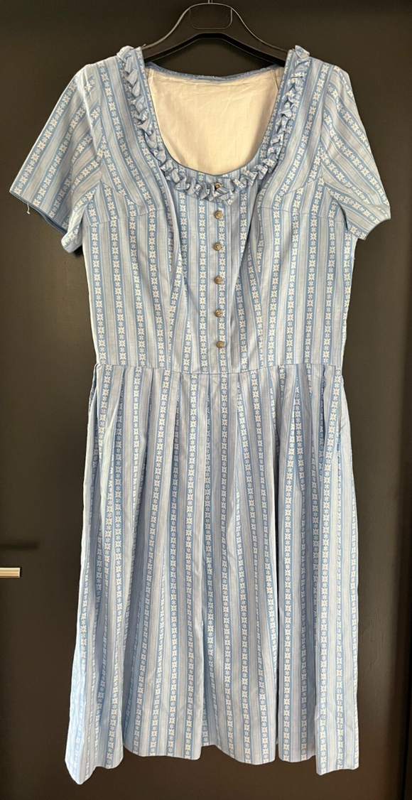 Damen Trachten Dirndl kurzarm blau weiß ca. Gr. 42