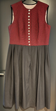 Damen Trachten Dirndl ärmellos Schwarz, Rot gemustert ca. Gr. 48 v. Hofer