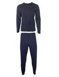 Herren Pyjama Set 2-Teilig Langarm Grau Rot Navy Baumwolle Gr. M L XL 2XL