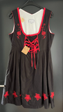 Damen Trachten Dirndl ärmellos schwarz, rote Stickerei ca. Gr. 44 v. Dirndl.com