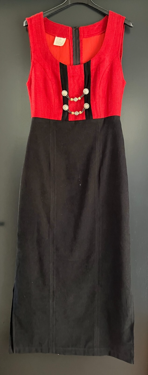 Damen Trachten Dirndl ärmellos Rot Schwarz ca. Gr. 36