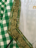 Damen Trachten Dirndl ärmellos Grün, Weiß kariert mit Gold ca. Gr. 34 v. MarJo