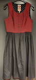 Damen Trachten Dirndl ärmellos Rot Schwarz gemustert Gr. 44 v. Salzburger Dirndl