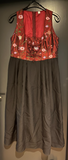 Damen Trachten Dirndl ärmellos schwarz rot gemustert Gr. 42