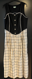 Damen Trachten Dirndl ärmellos Schwarz, Beige gemustert Gr. 44 v. Folk Line