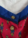 Damen Trachten Dirndl ärmellos Rot, Blau gemustert ca. Gr. 46