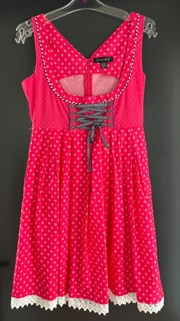 Damen Trachten Dirndl ärmellos rosa weiß gemustert ca. Gr. 38 v. Amisu